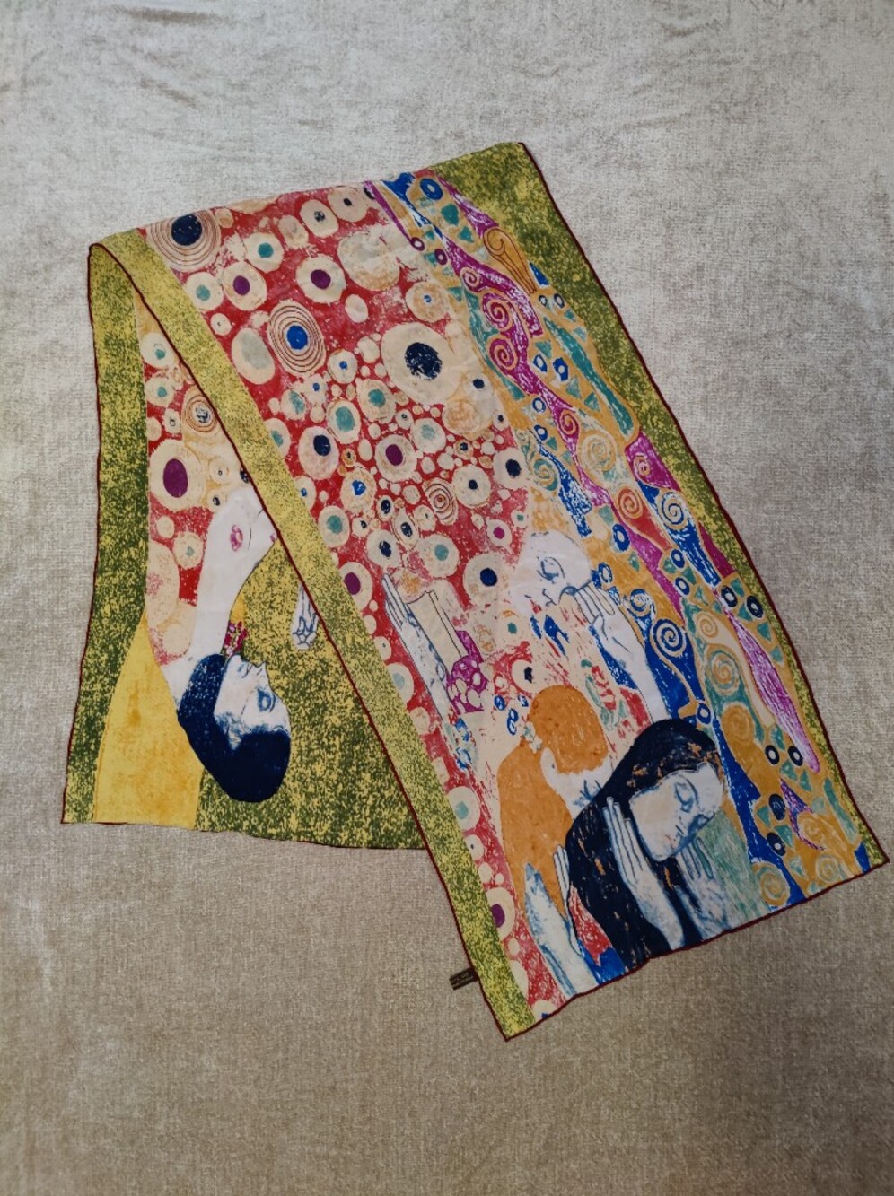 Gustav Klimt Hope II Inspired Silk Scarf, 61" x 16.5"